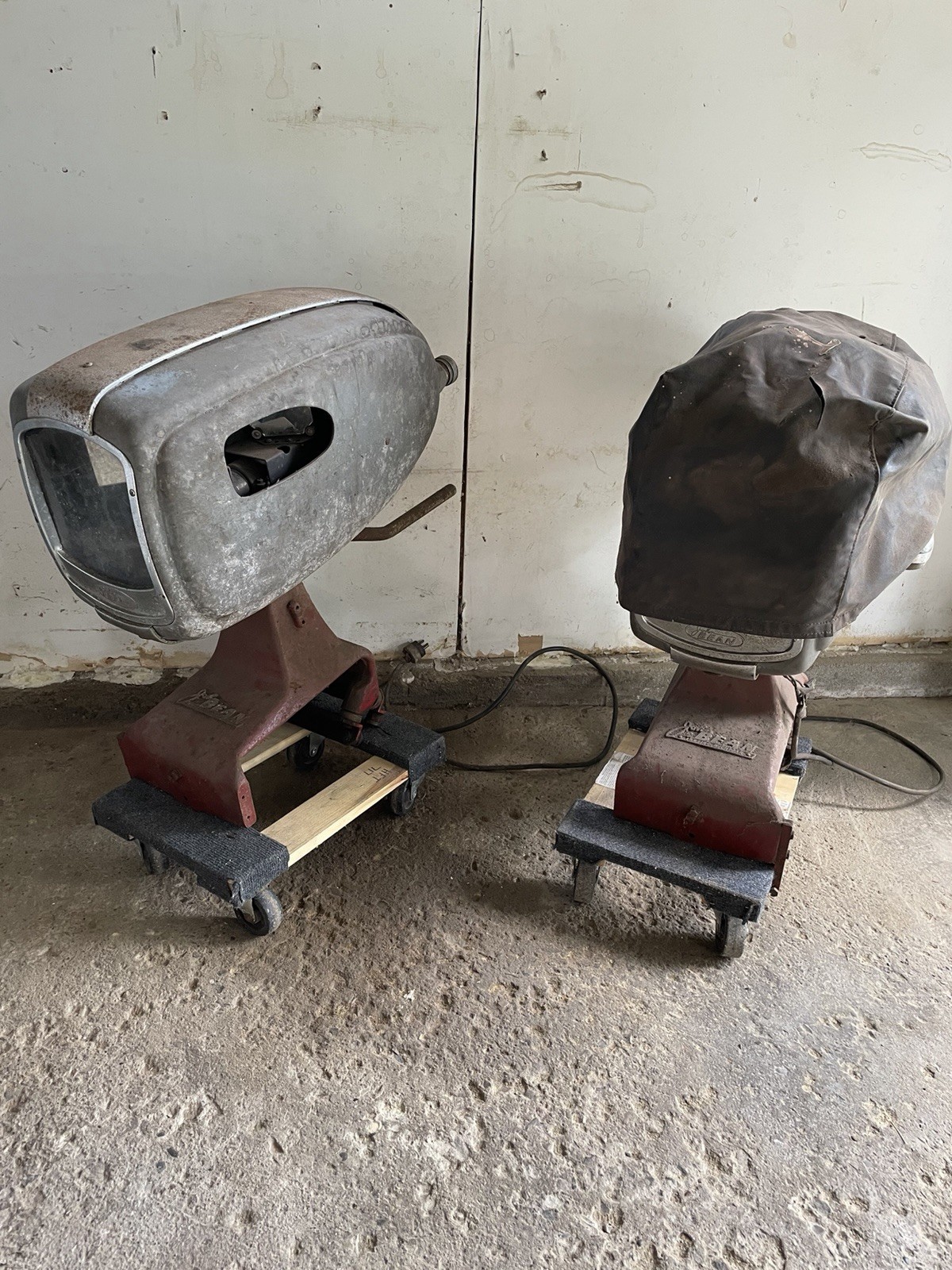 Set Of 2 John Bean 1940s Visualiner Car Alignment Wheel Adjustable Projectors