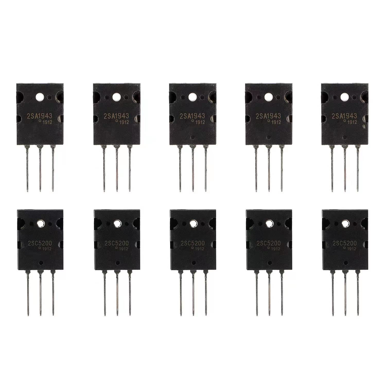 BOJACK 5 Pairs 2SA1943 2SC5200 Amplifier Transistor PNP NPN High Power Black Aud