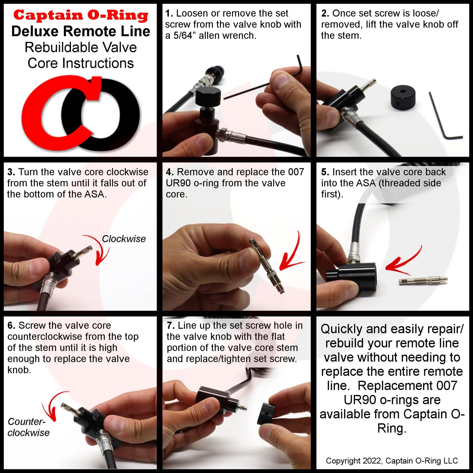 Captain O-Ring Deluxe Remote Line for Paintball High Pressure Air (HPA) Black