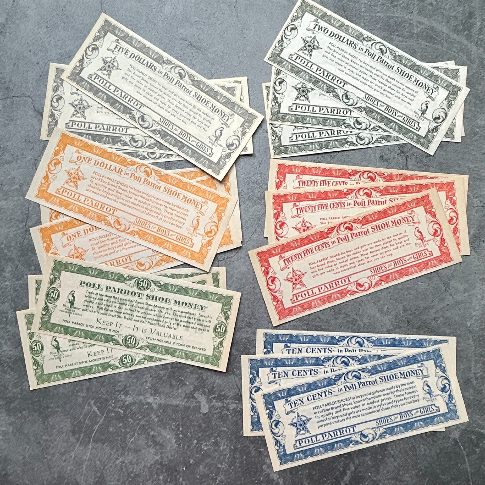 Poll Parrot Shoes Vintage Shoe Money Coupons Lot of 18
