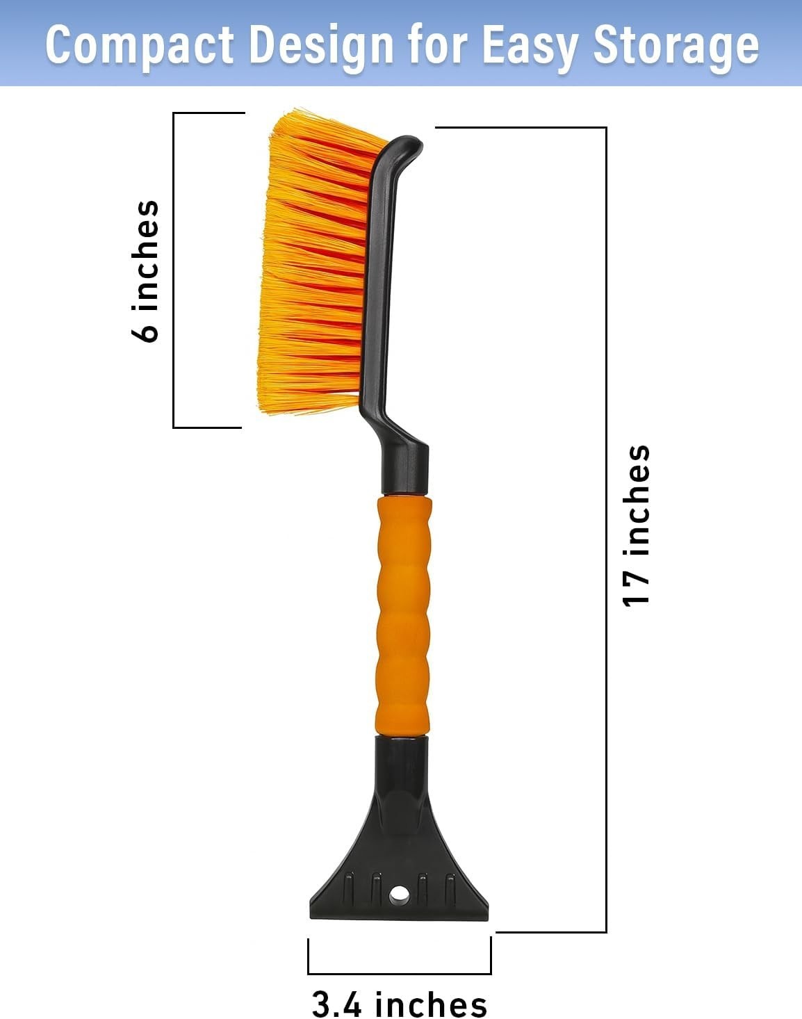 Efficient 17" Snow Brush & Ice Scraper with Foam Grip - Perfect for Winter