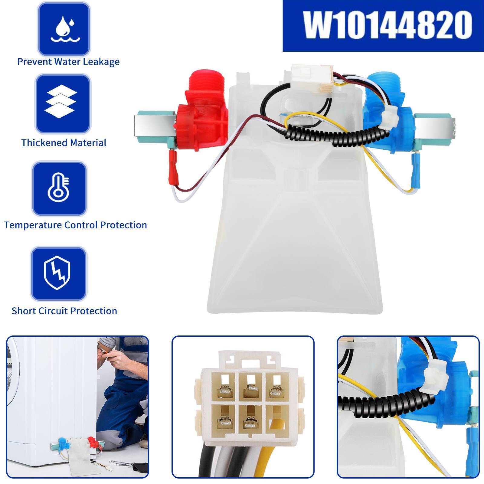 W10144820 Washer Water Inlet Valve For AP6015761 AP4371093 PS2347919 W10311458