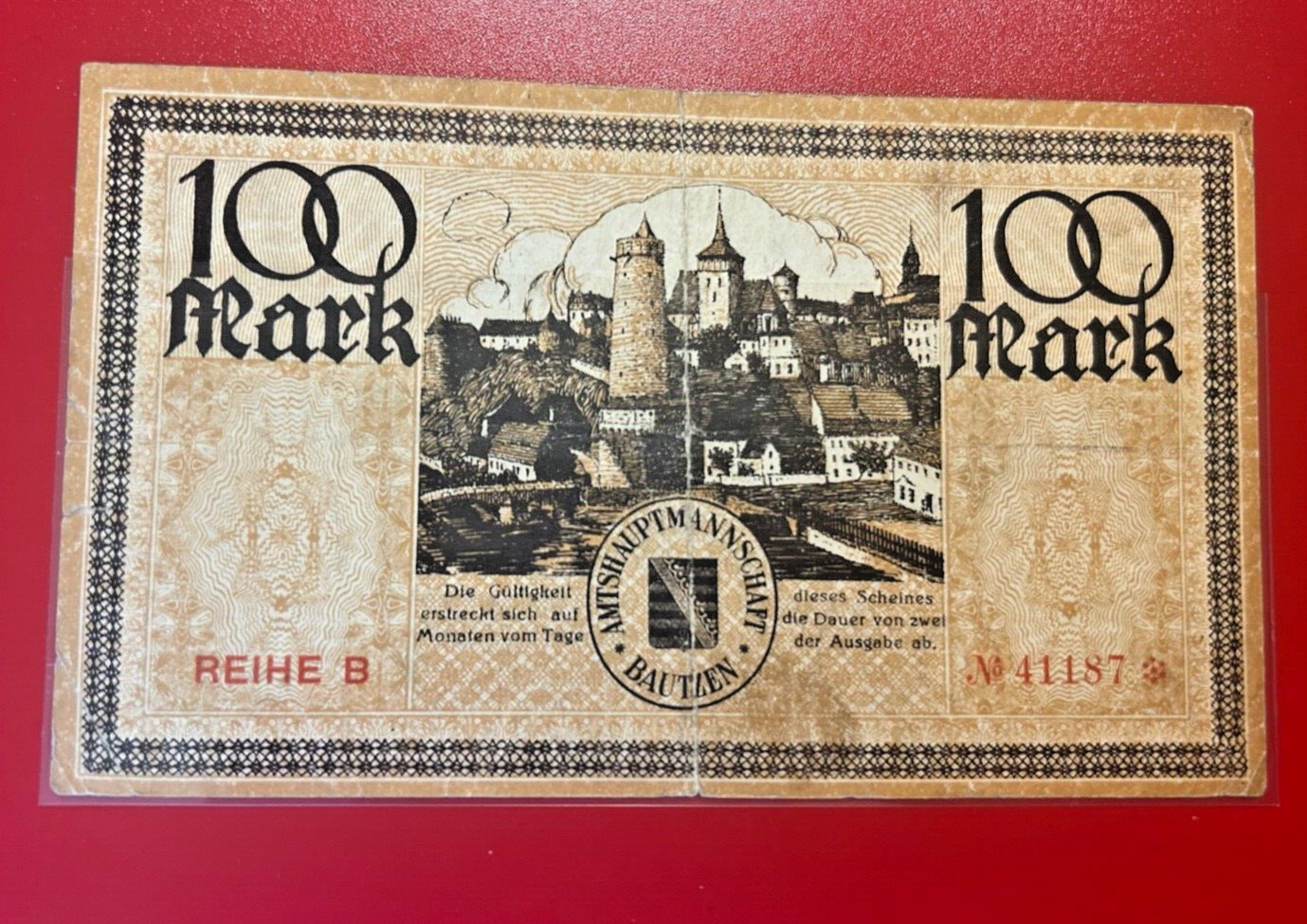 1922 GERMANY BAUTZEN 100 MARK BANKNOTE - NICE WORLD CURRENCY !!!