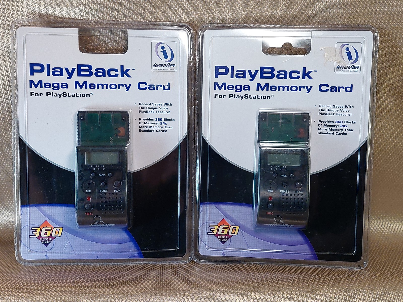 New PlayBack Mega Memory Card for PlayStation Lot of 2 PS1 Black