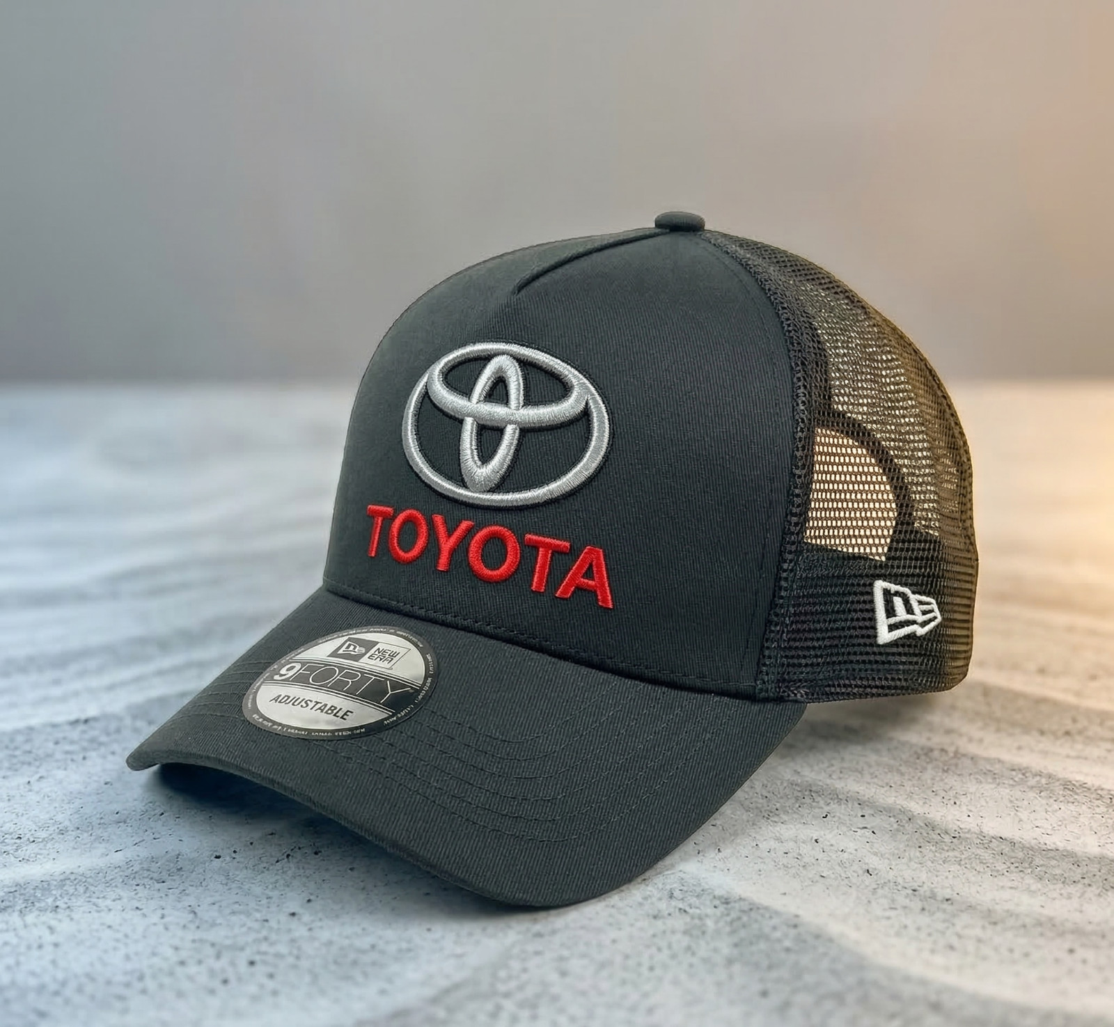 9FORTY Toyota Embroidered Logo Trucker Hat Black Mesh Cap Men's Racing