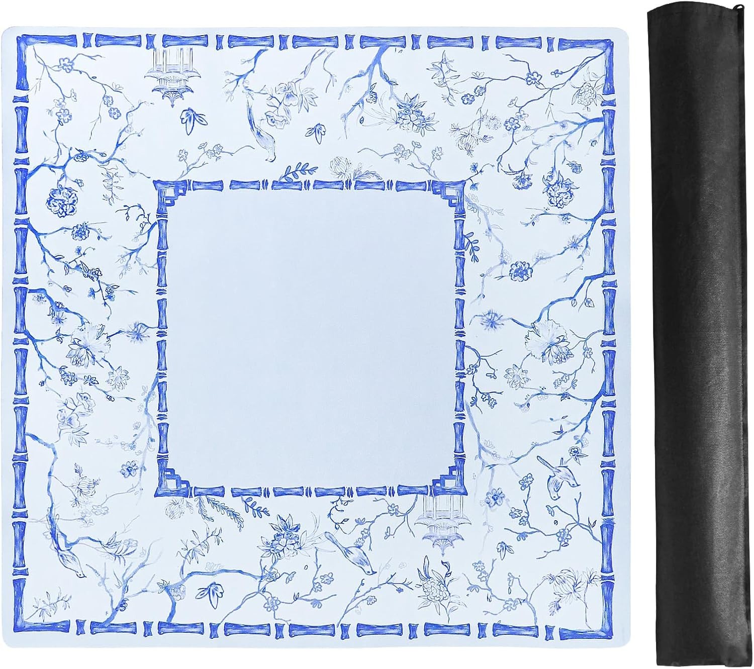 Large Blue Mahjong Mat (31.5” X 31.5”) with Black Carrying Bag, Anti-Slip, Noise