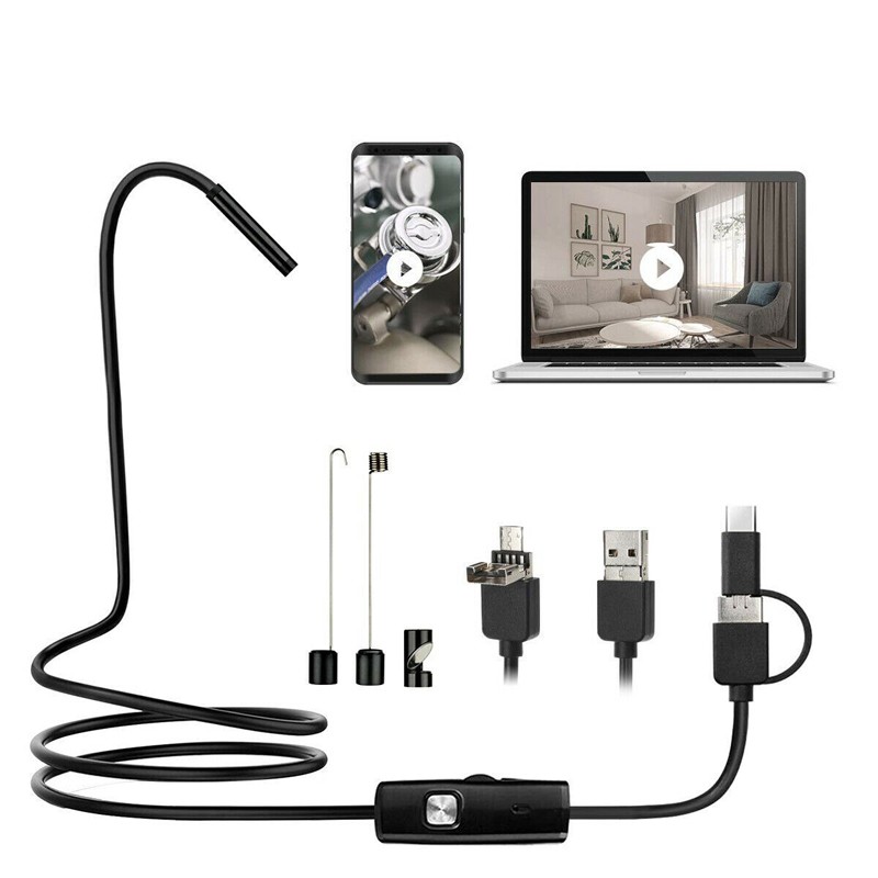 3in1 USB Type-C 5.5mm Endoscope Borescope Inspection HD Camera For Android PC