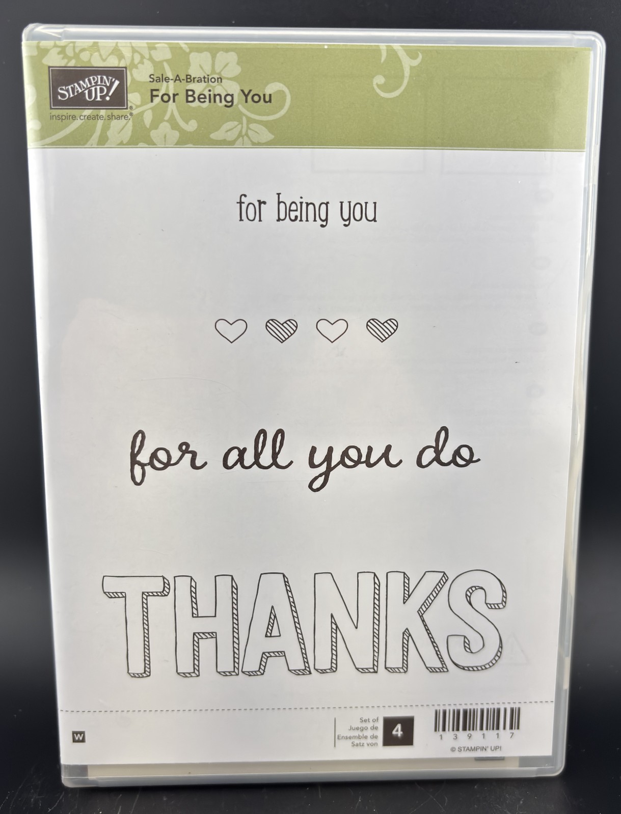 Stampin’ Up! FOR BEING YOU Stamp Set Wood Unmounted Rubber 2015 Sale-A-Bration