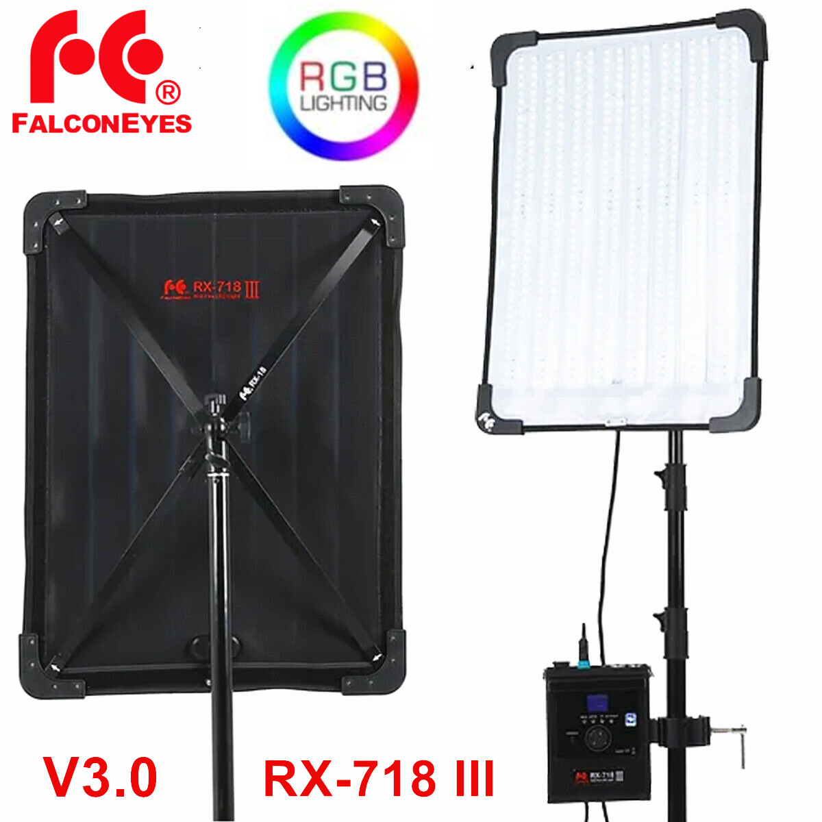Falcon Eyes RX-718 III RGB Full Color 130W Flexible LED Video Light 2700K-9999K