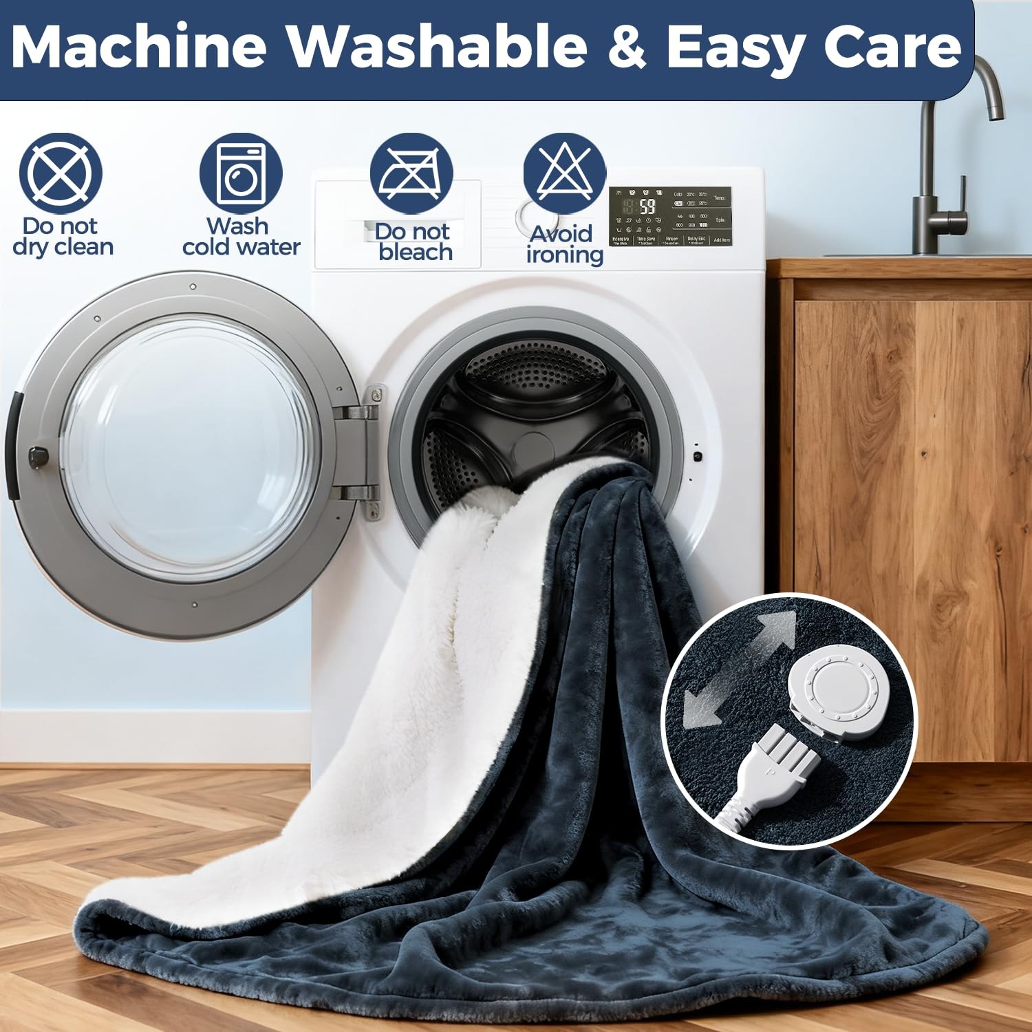 Electric Heated Blanket, Soft Flannel Fabric Heating Blanket Features 5Level ...