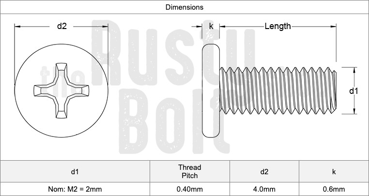 M2 x 5mm, Phillips Wafer Flat Head Screws, Black, Computer, Laptop, Machine
