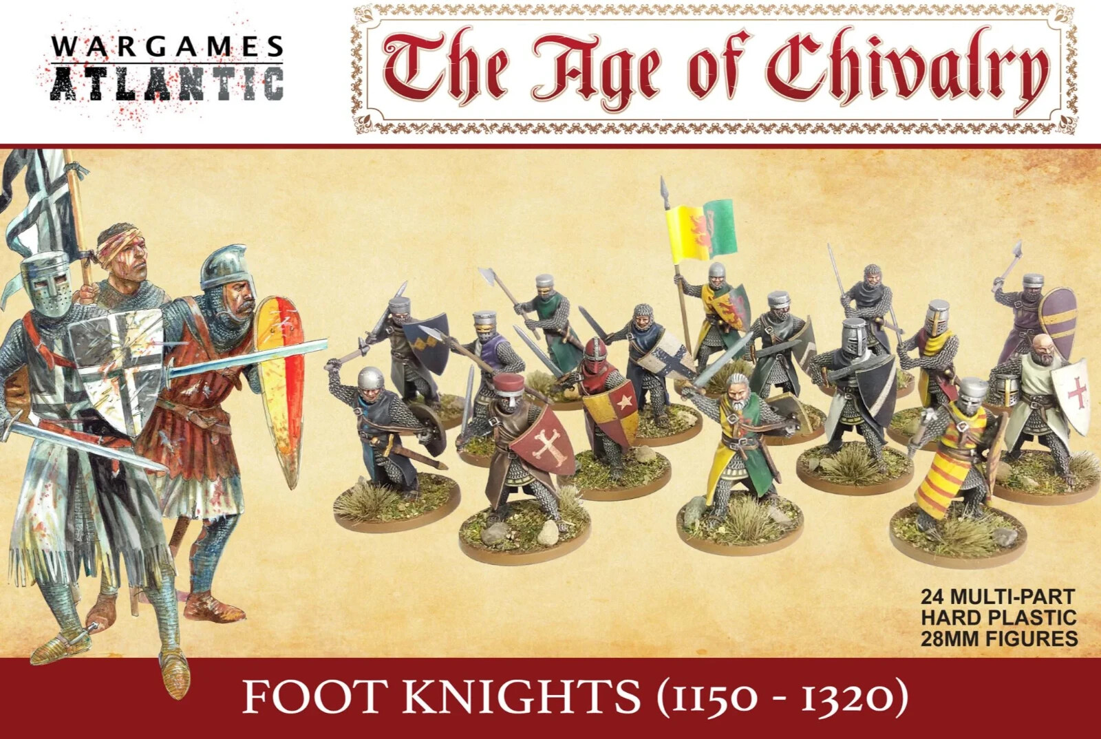 Wargames Atlantic The Age of Chivalry Foot Knights 28mm Fantasy Miniatures