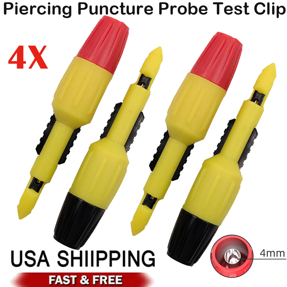 2Pairs Automotive Repair Wire Piercing Puncture Probe Test Clip with 4mm Jack