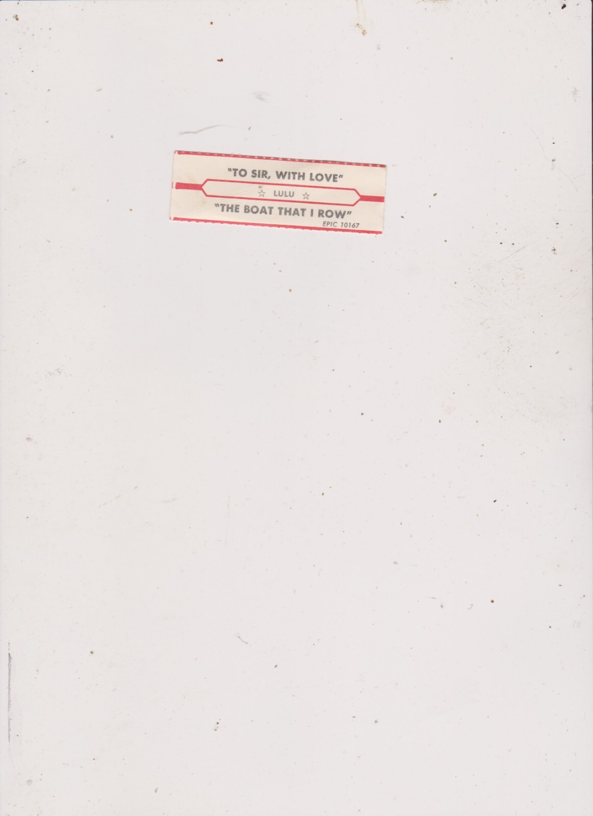 LULU-TO SIR WITH LOVE JUKEBOX TITLE STRIP.FREE SHIPPING IN U S