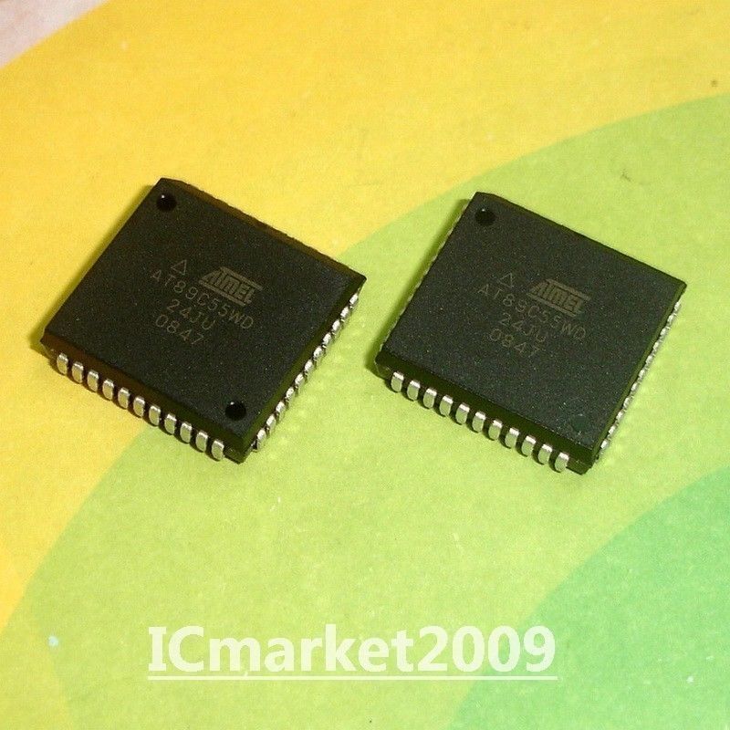 2 PCS AT89C55WD-24JU PLCC-44 AT89C55WD AT89C55 8-bit Microcontroller IC Chip