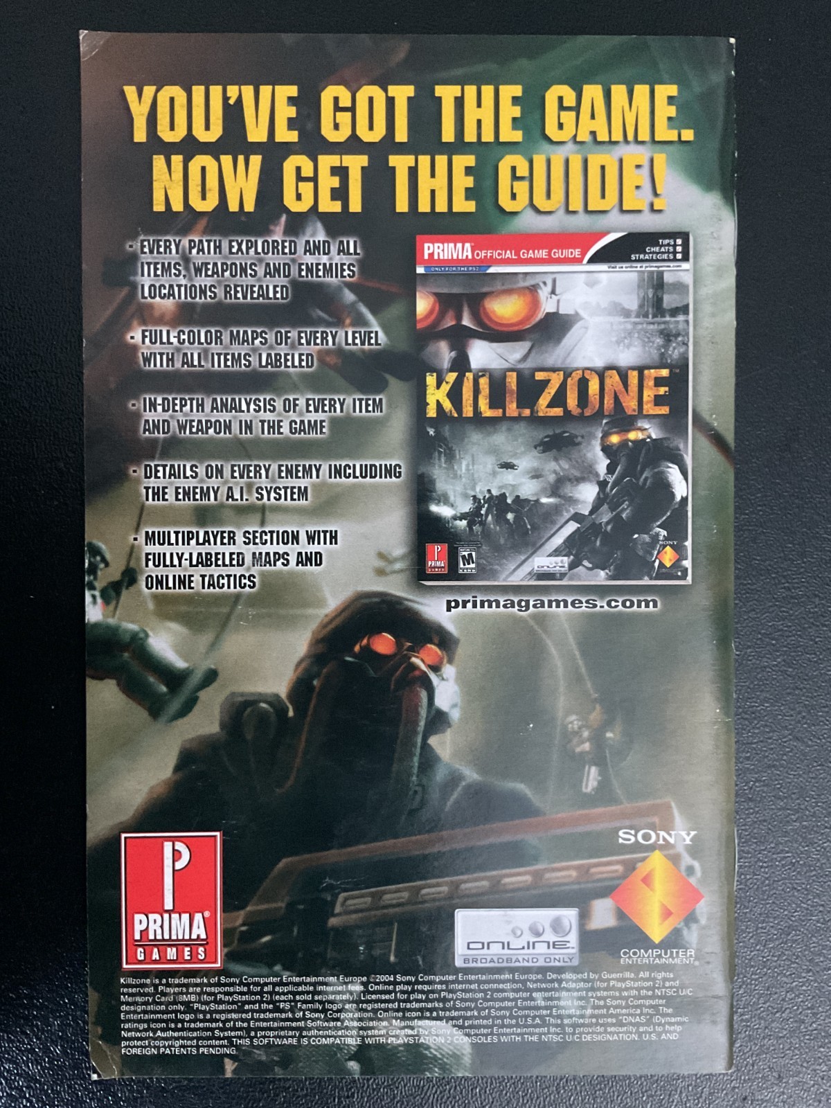 Killzone 1 PS2 PlayStation 2 Instruction Manual Only