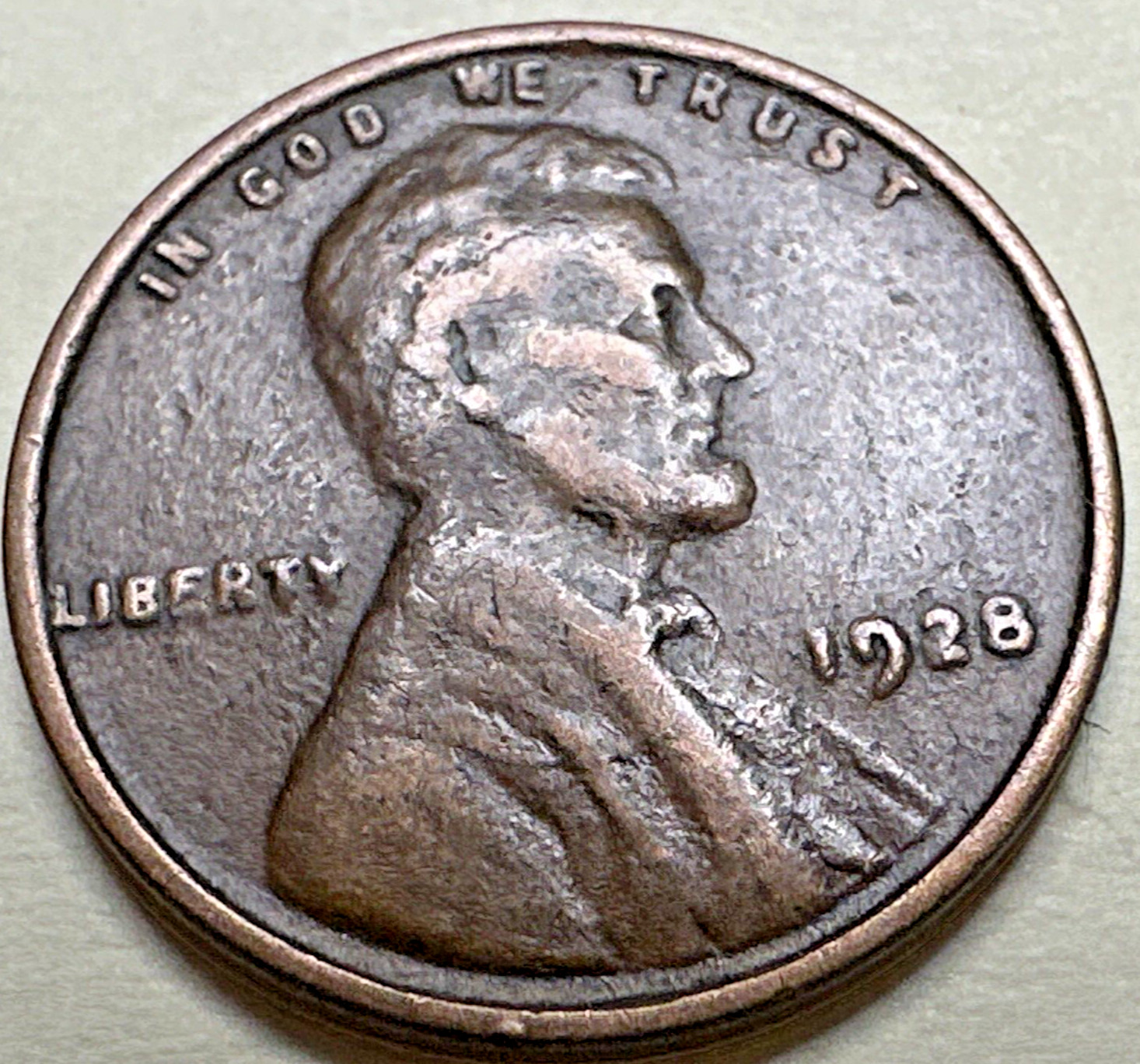 1928 1C Lincoln Cent WHEAT PENNY 129X