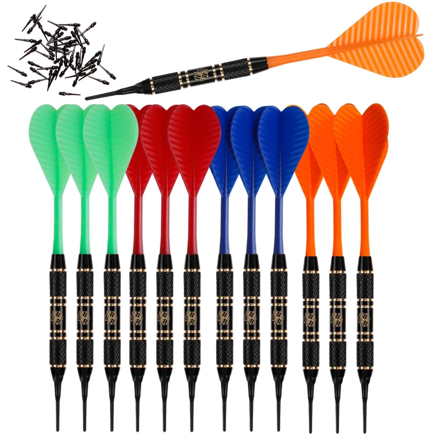 SHOT TAKER CO. EST. 2017 Soft Tip Darts Set |12 pc Bar Darts | 50 Extra Black 2B