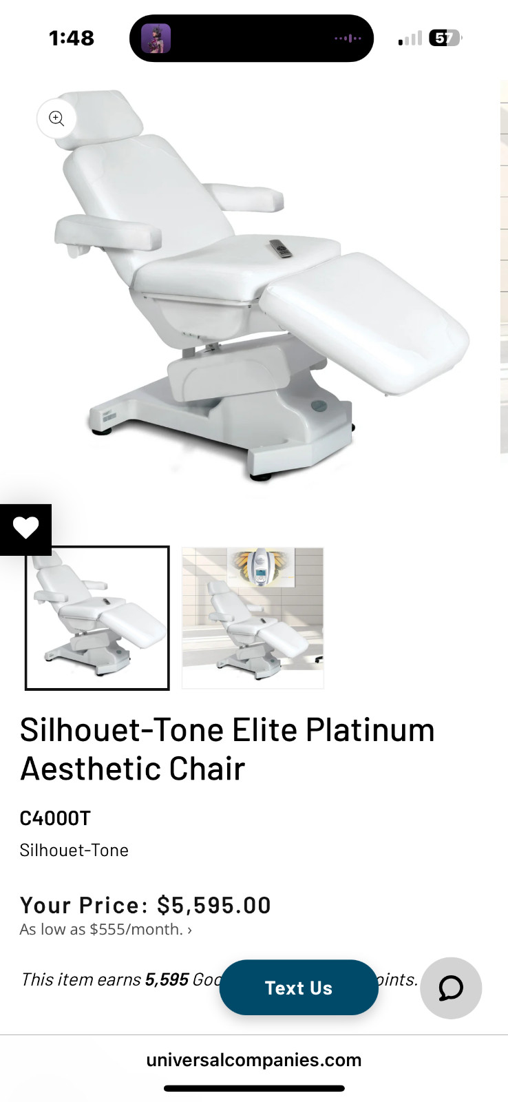 Electric Esthetic Chair (White) Silhouet-tone Elite Platinum Aesthetic Chair