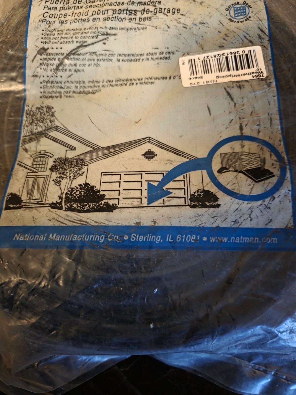 National N281-279 Garage Door Bottom Weatherstrip – Black, 10 ft (Vinyl)