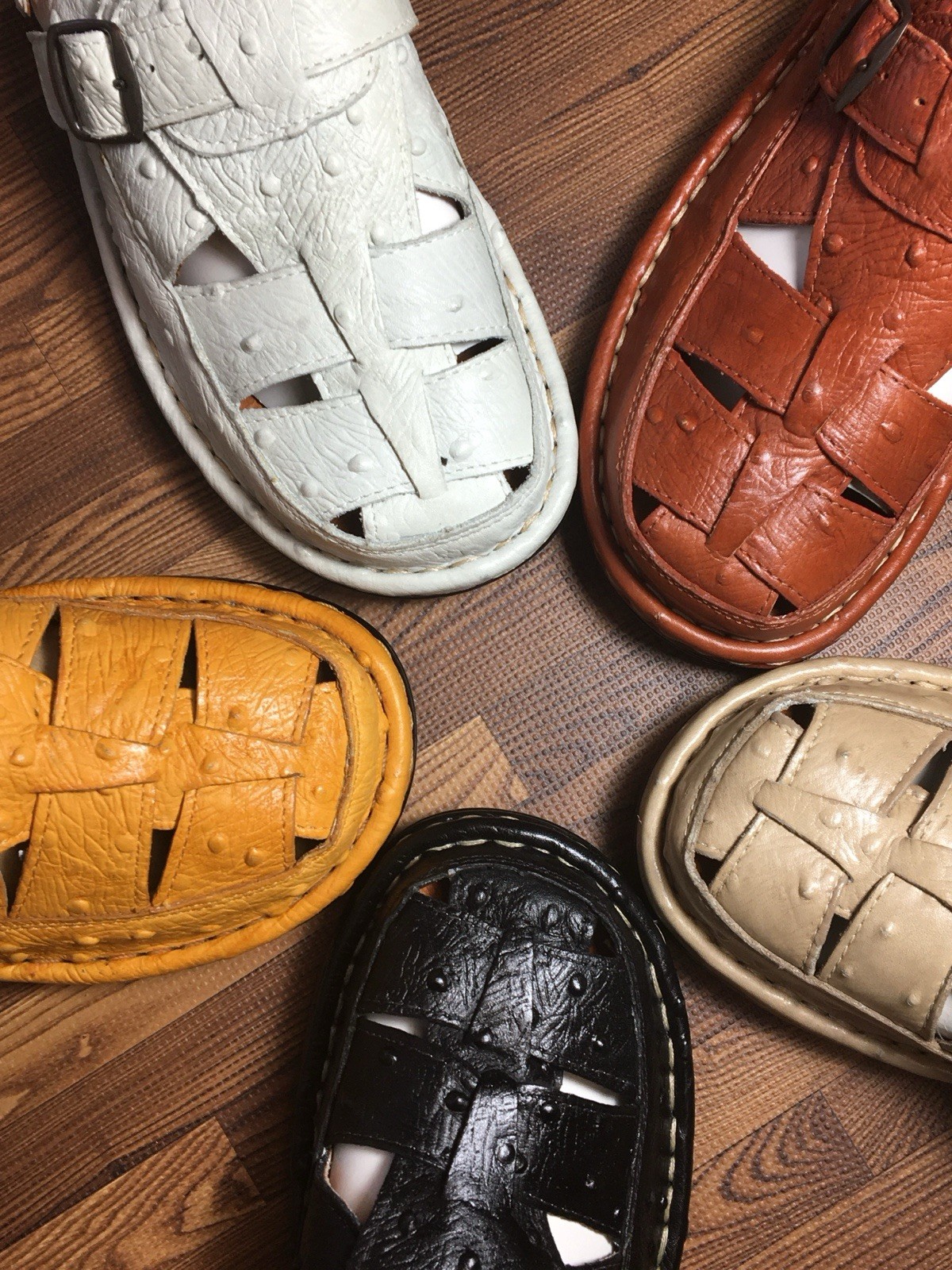 Men's Ostrich Print Leather Sandals Huaraches Hombre Piel Grabada Avestruz