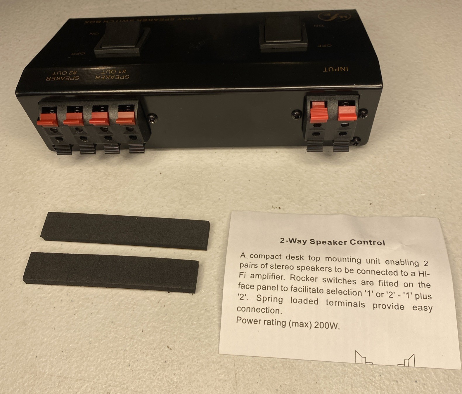 A/B A+B Switch 1 IN- 2 OUT 2 Way Stereo Receiver Speaker Set Selector B-Stock