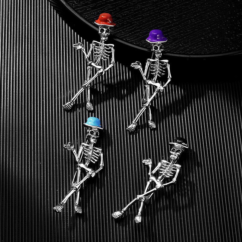 4PCS Halloween Personality exaggeration scary skull Ghost skeleton pin Cool gift