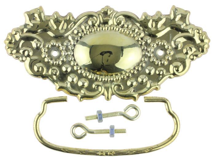 3" Medallion Center Stamped Bail Pull Solid Brass