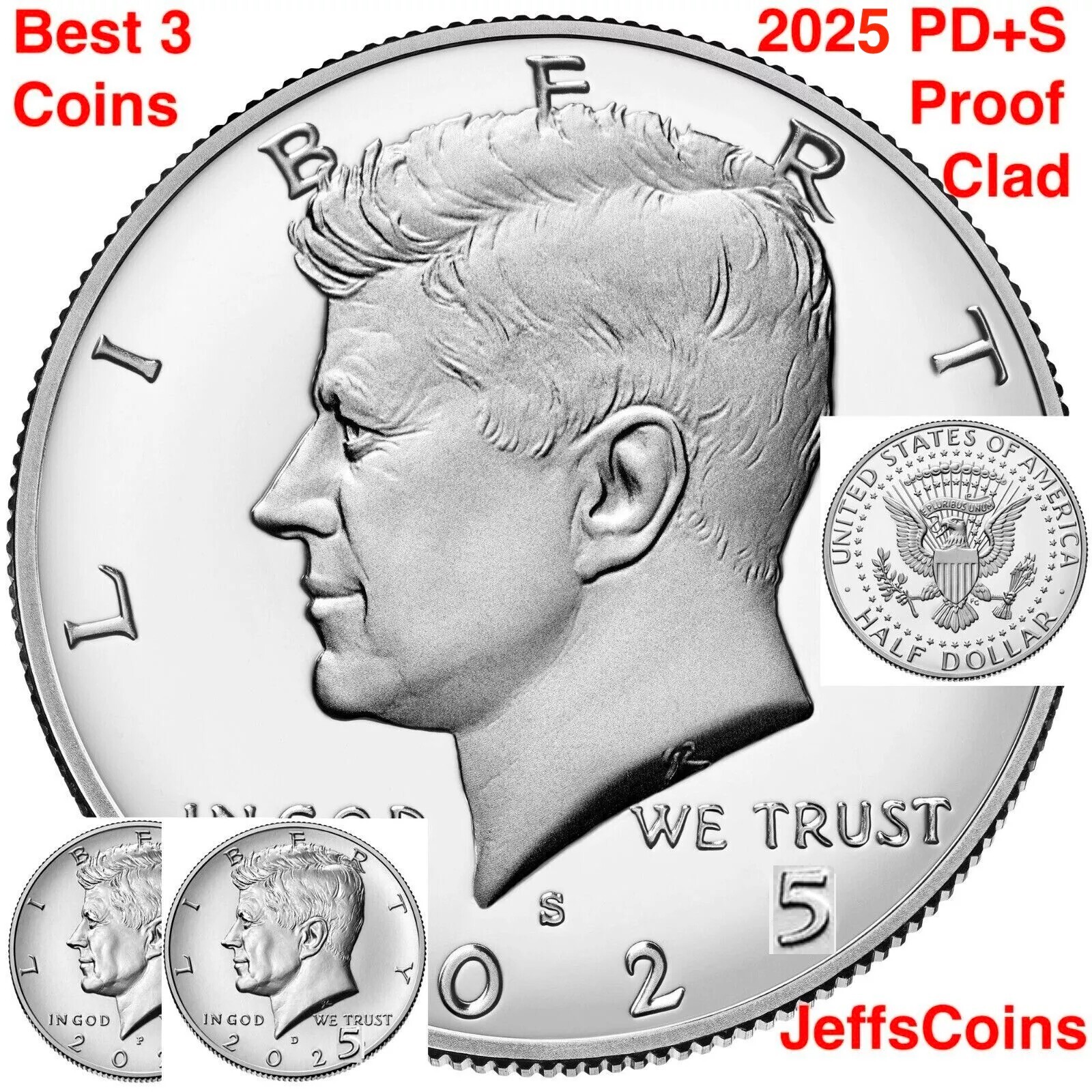 2025 P D S Kennedy Half Dollars 2x Business Strike+ Clad Proof Set PDS 3