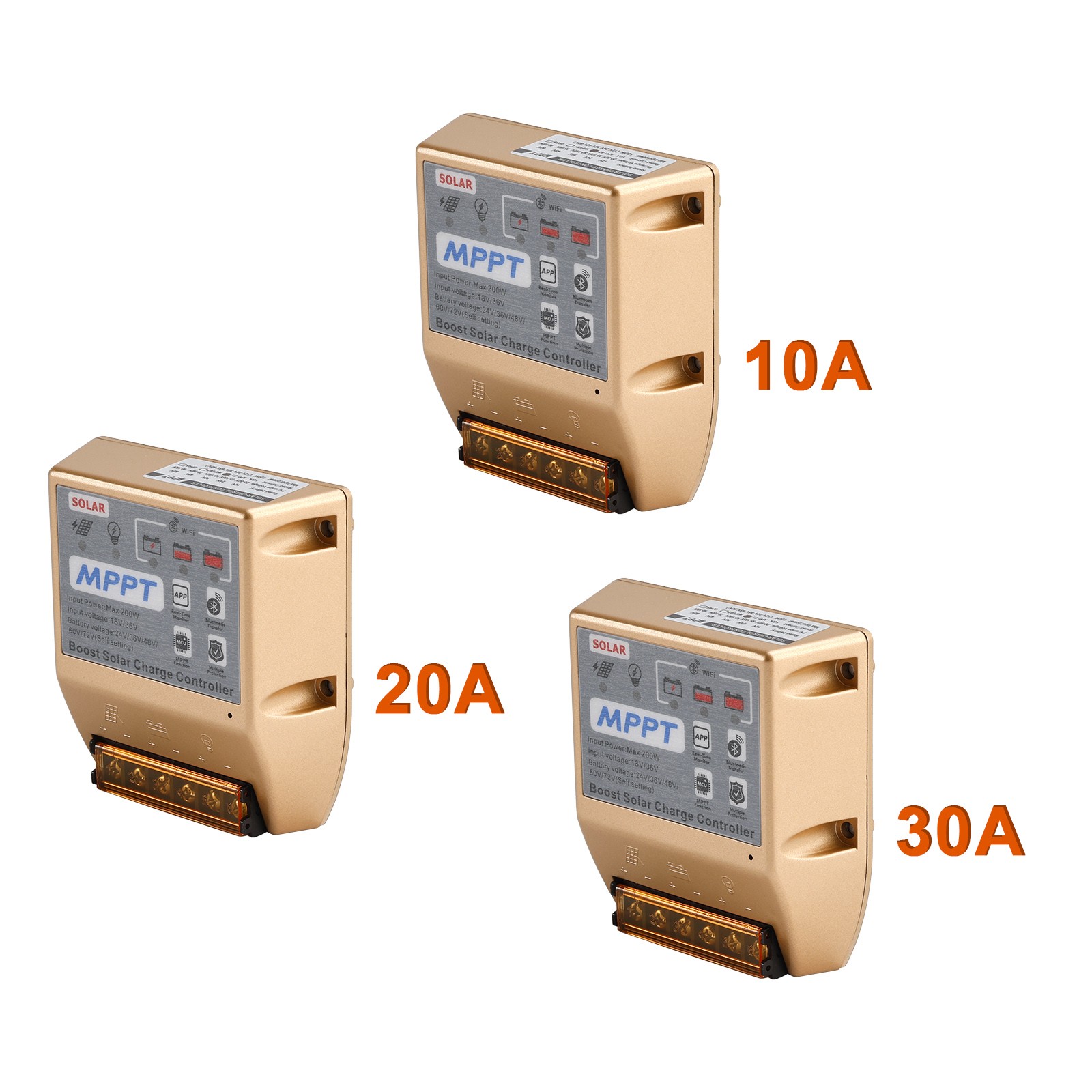 10A 20A/30A Boost MPPT Solar Controller 24V36V48V60V72V Mobile APP Smart Control