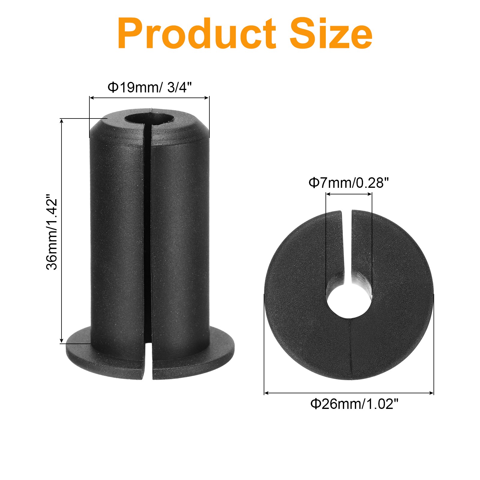 4Pcs Wall Grommets for Cables 3/4" Cable with 7mm Hole Silicone Black