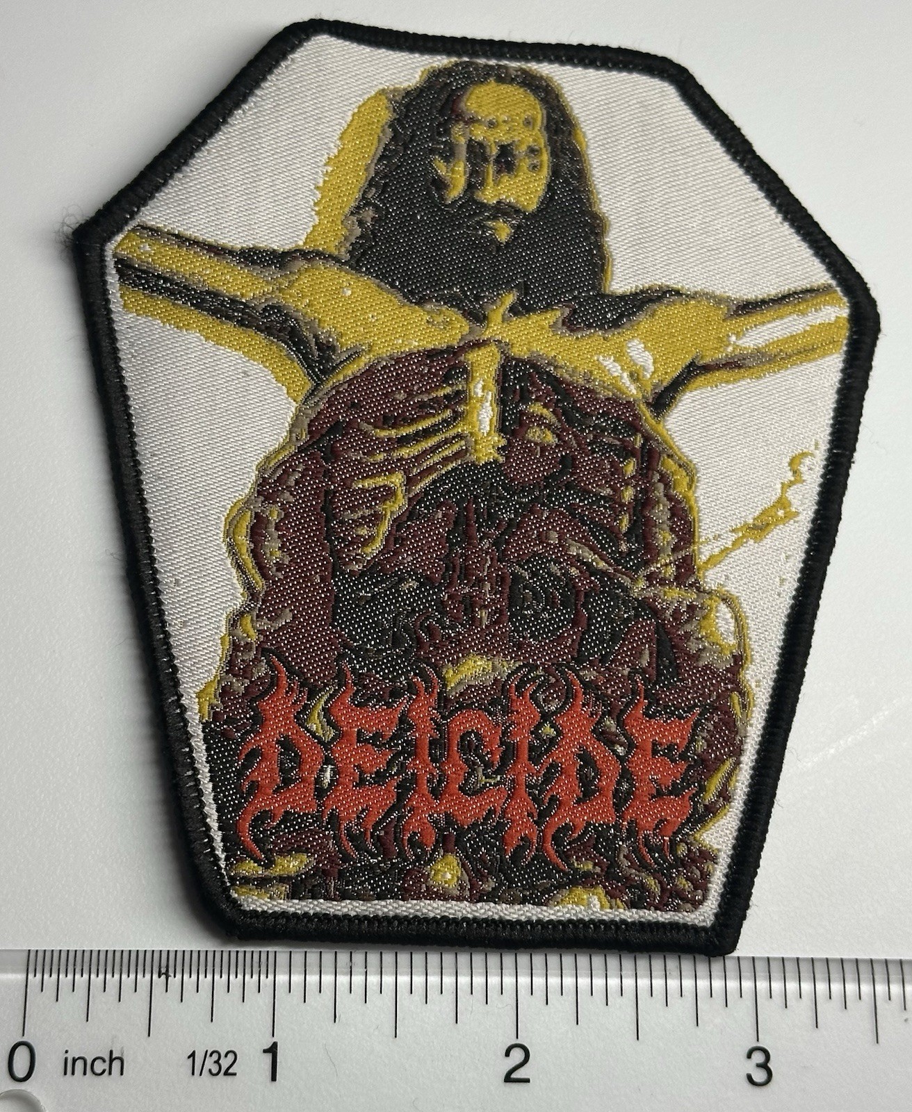 Deicide Coffin Black border woven patch