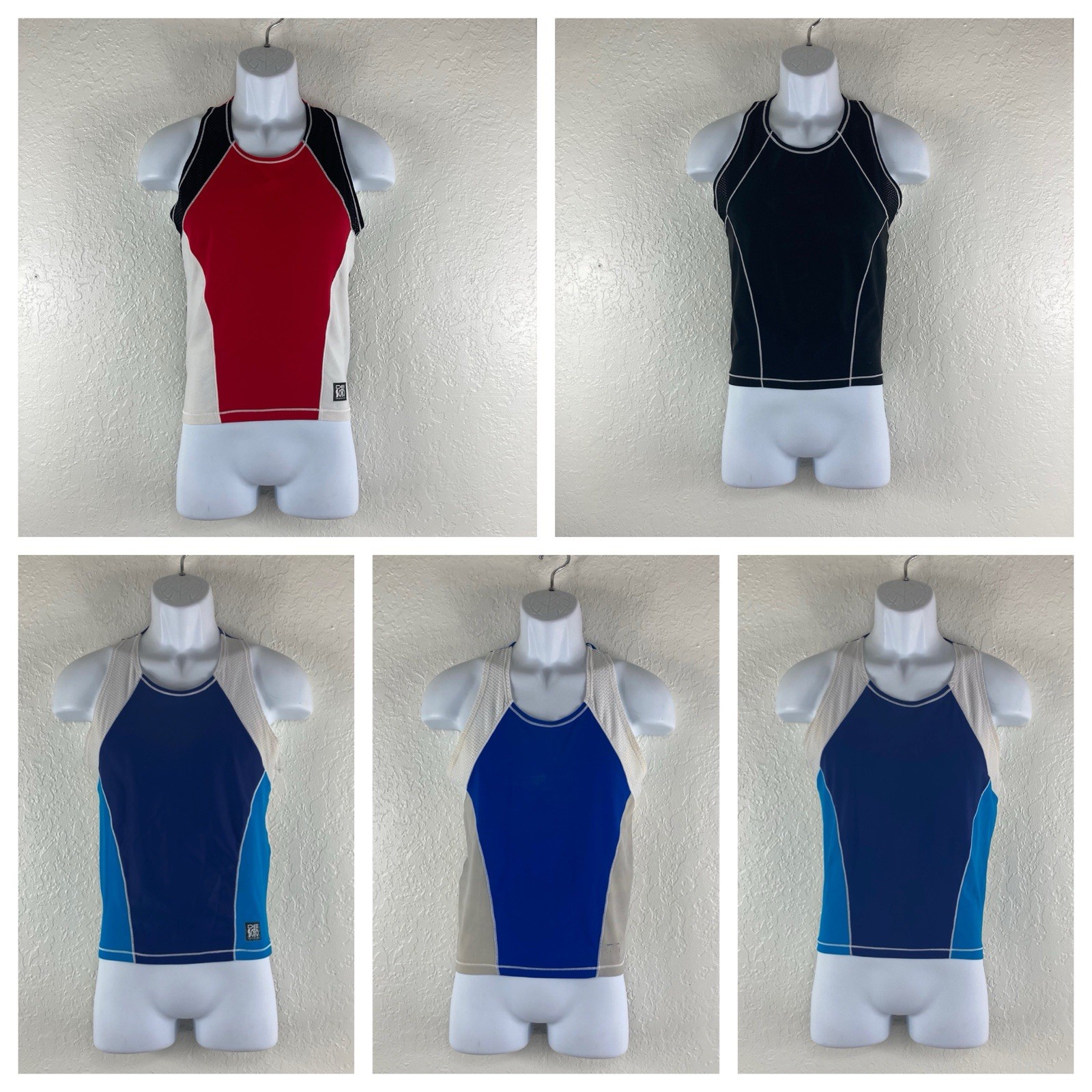 De Soto Triathlon Tank Top Racerback Skin Cooler Pullover Mens Small Sleeveless