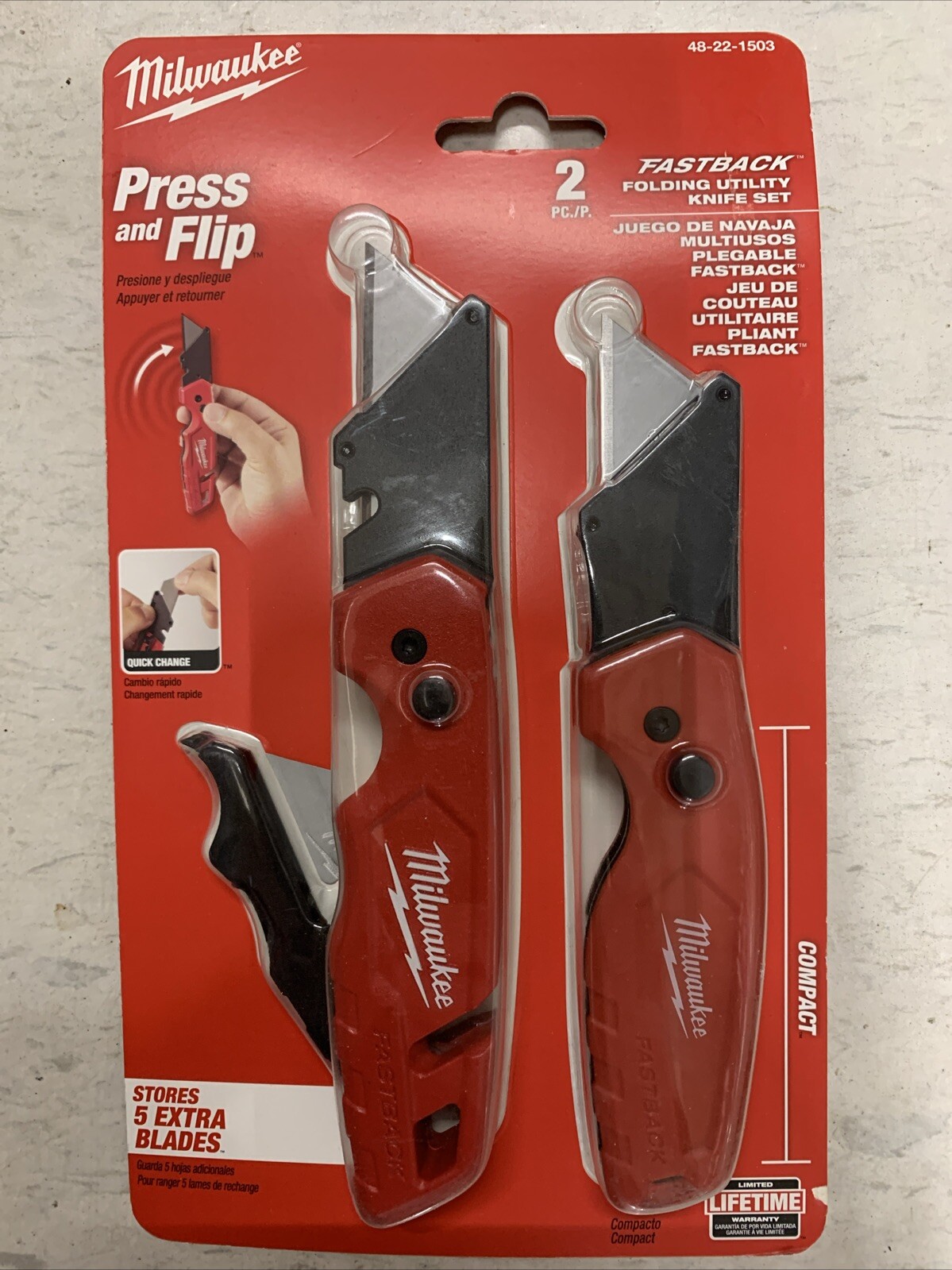 Milwaukee 48-22-1503 FASTBACK Folding Utility Knife Set