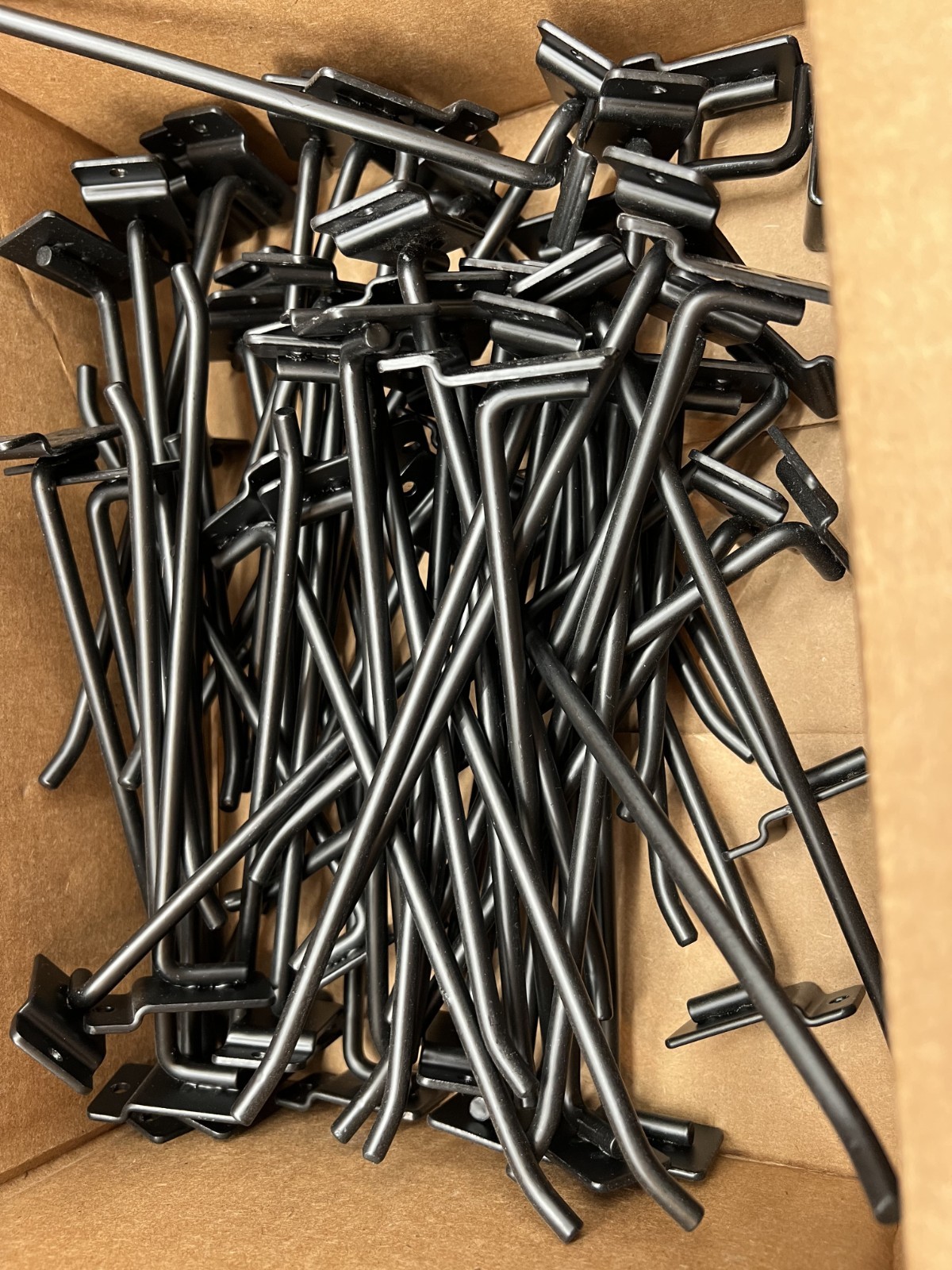 Lot of 60 Black 8" Heavy Duty Slatwall Panel Hooks With Slightly Curved Ends