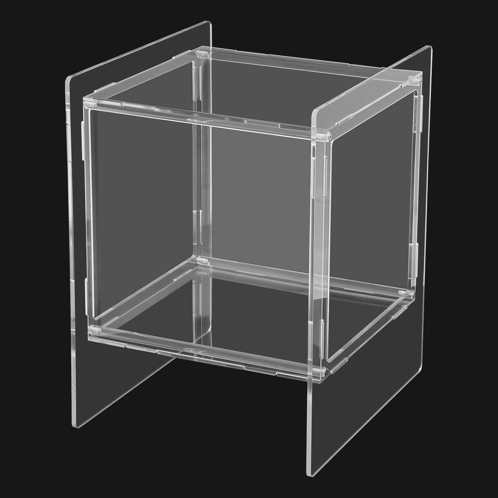 2 Tires Clear Side End Table Acrylic Coffee Table for Living Room Bedside Table