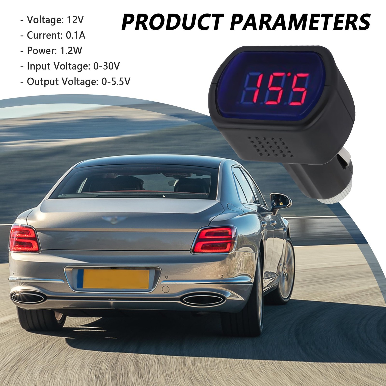 Car LED Cigarette Lighter Voltage Meter,Digital Display Battery 2PCS