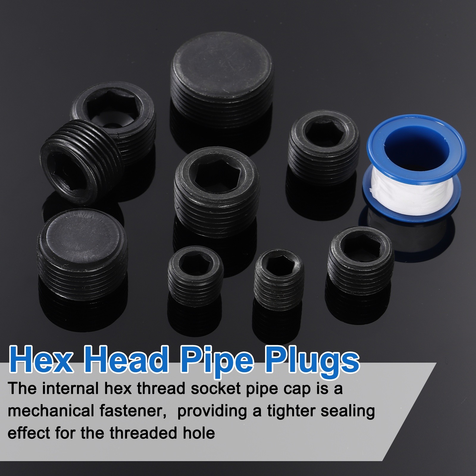5Pcs PT 1/8 Carbon Steel Male Thread Internal Hex Pipe Plug Fitting Socket
