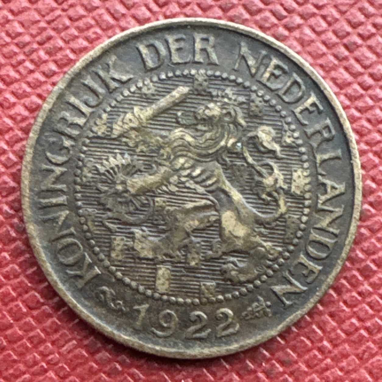 Netherlands 1922 Bronze 1 Cent. Wilhelmina. KM# 152