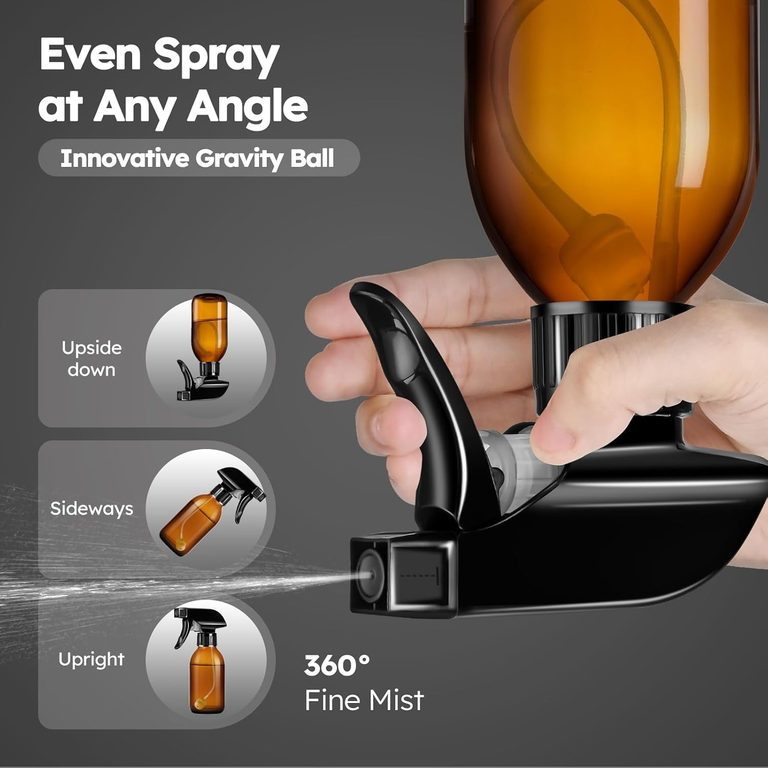360� 4 OZ Amber Glass Spray Bottles, 2 Pack Empty Refillable Container