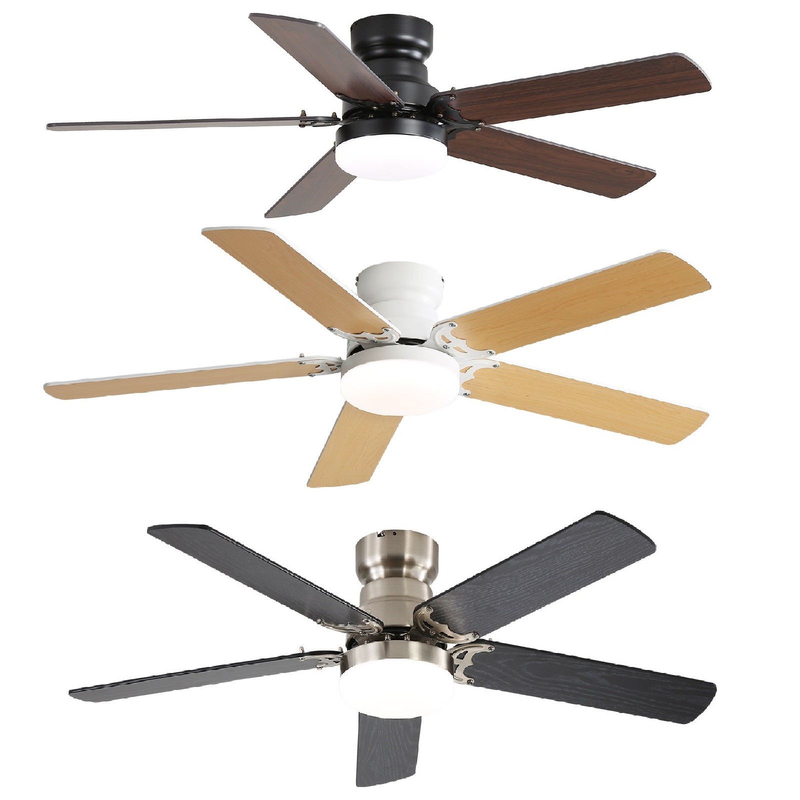 42'' Ceiling Fan w/ Low Profile Flush Mount Light Kit Remote & Dual Finish Blade