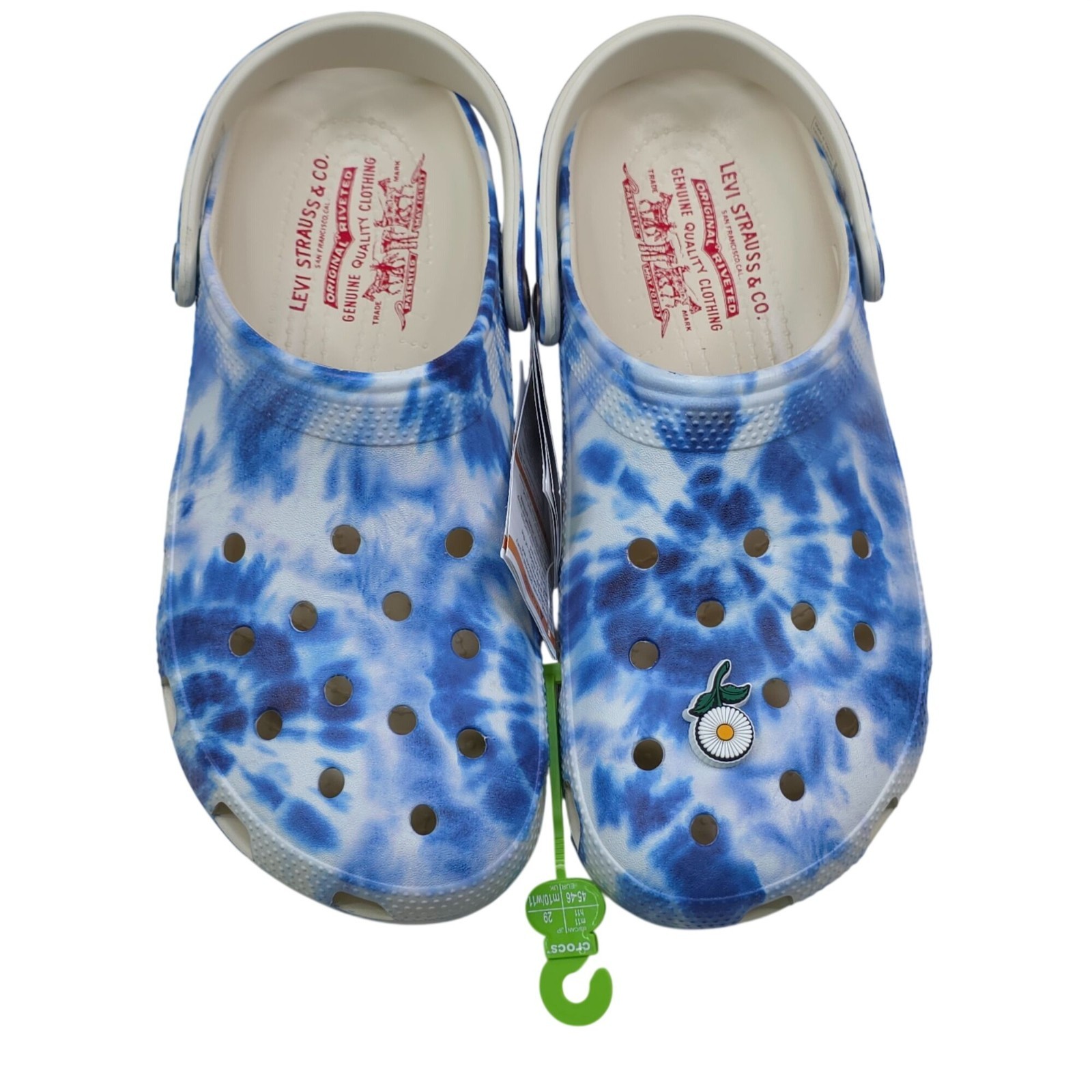 Crocs Levis X Crocs Classic Clog Blue Tie-Dye Men Size 11 With One Jibbitz