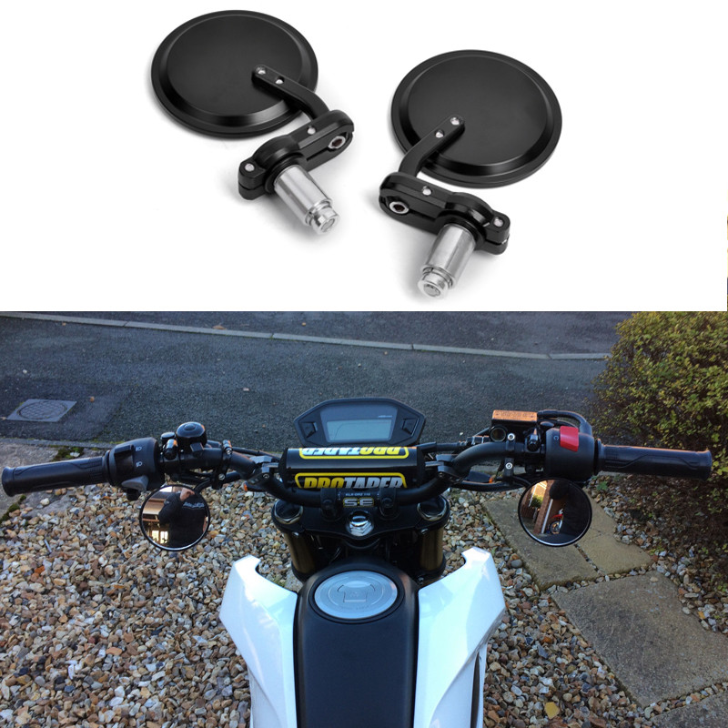 CNC Round Rear View Mirror Custom For 7/8" Handle Bar End Dirt Pit Bike Off Road