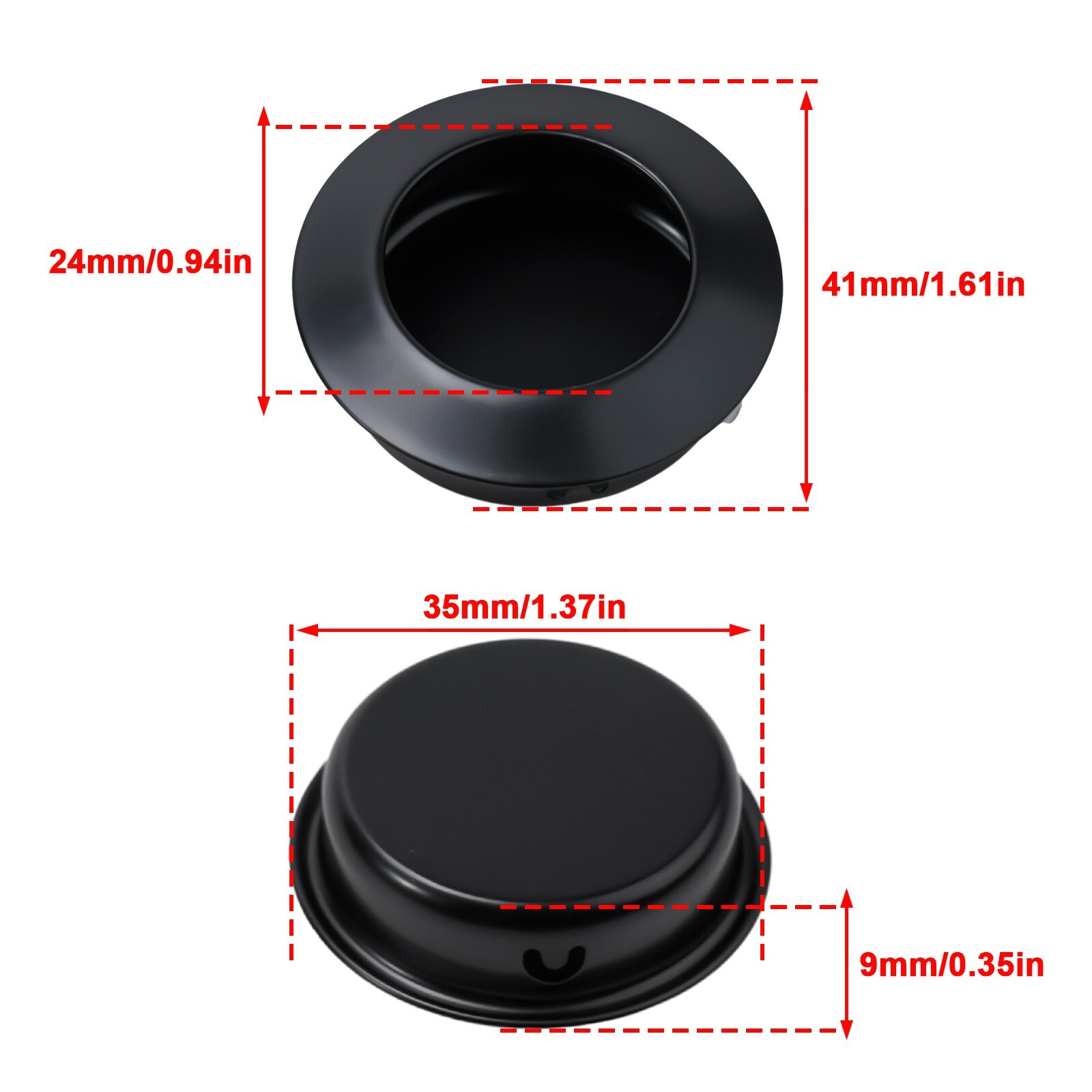 Round Pull Handles 6Pcs Flush Mount Bathroom Kitchen Cabinet Cupboard Set
