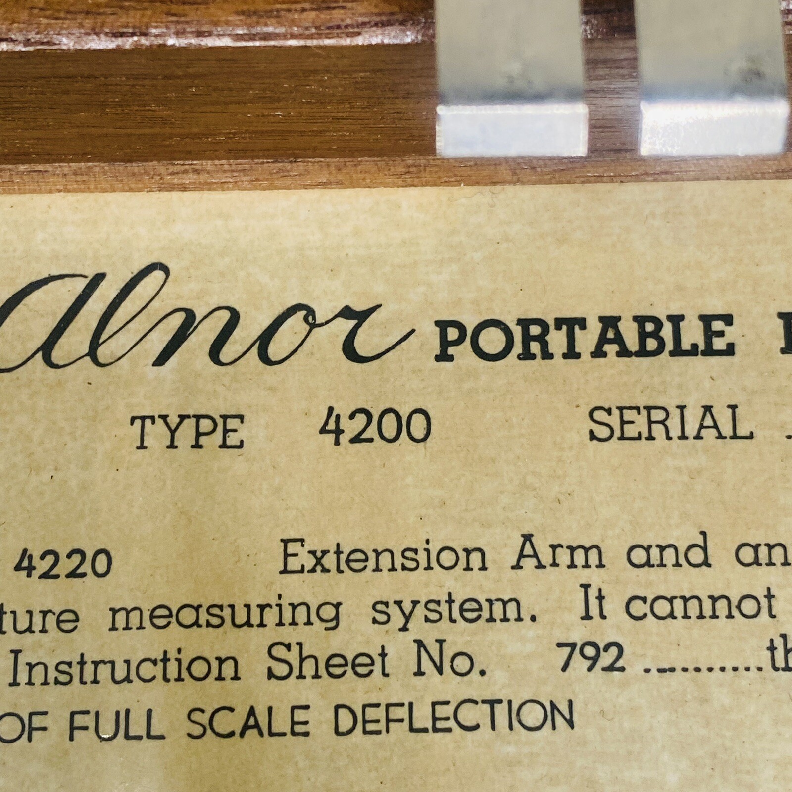 Vtg ALNOR PORTABLE PYROMETER TYPE 4200 ILLINOIS TESTING LABS Untested Wood Box