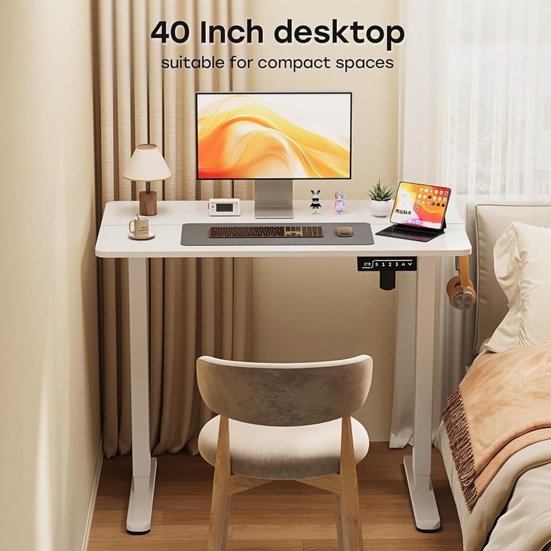 Electric Standing Desk Adjustable Height Compact Space Saver W/ Presets Hooks US