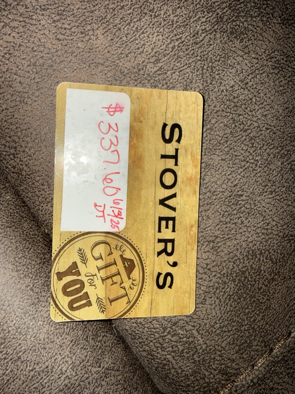 Stover's Food & Beverage Gift Card $337.60 US-Nationwide Exp 06/2025