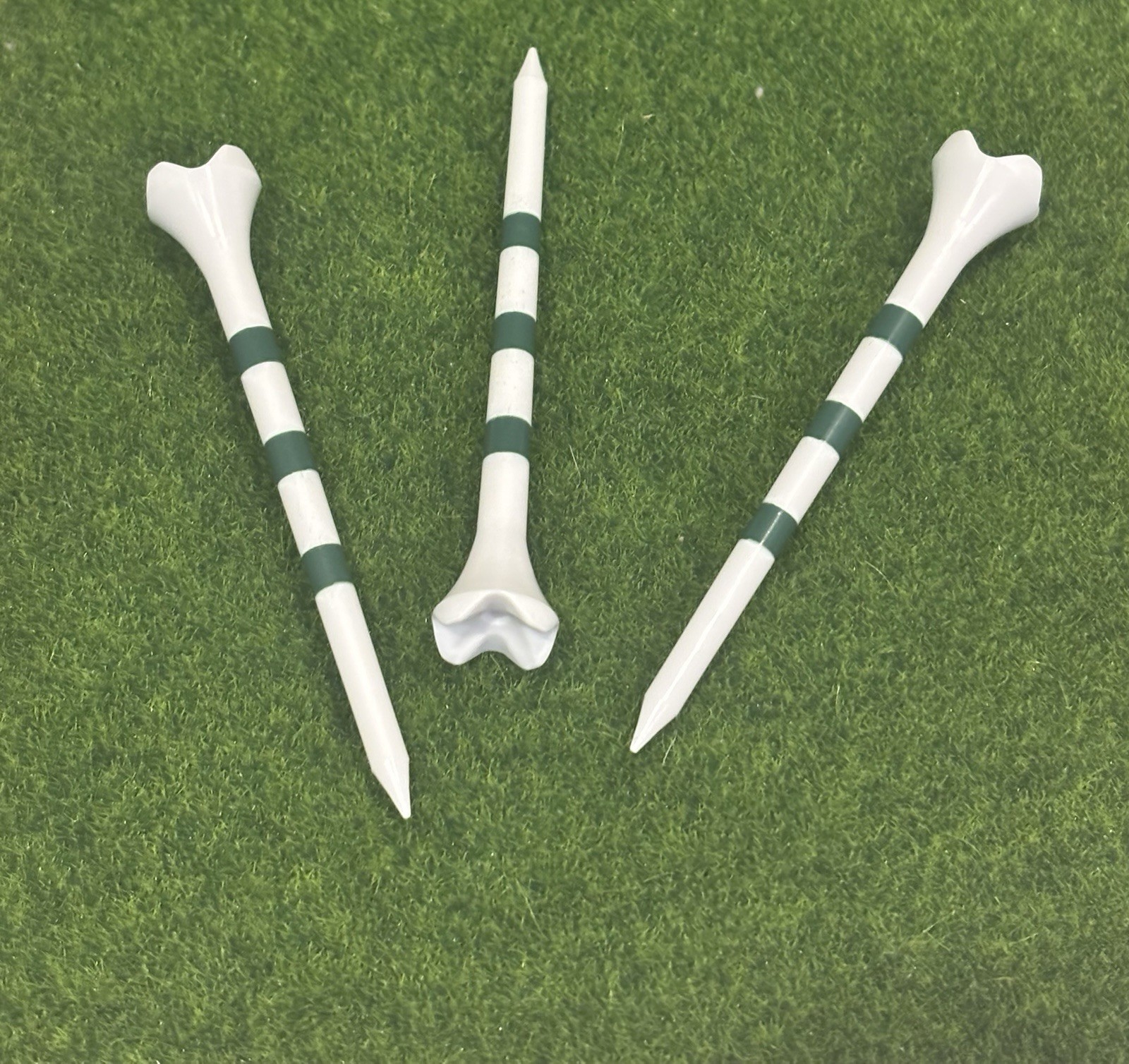 100 3.25” Green Stripe Evolution Plastic Golf Tee 4 Prong 5 Free 1.5” Tees