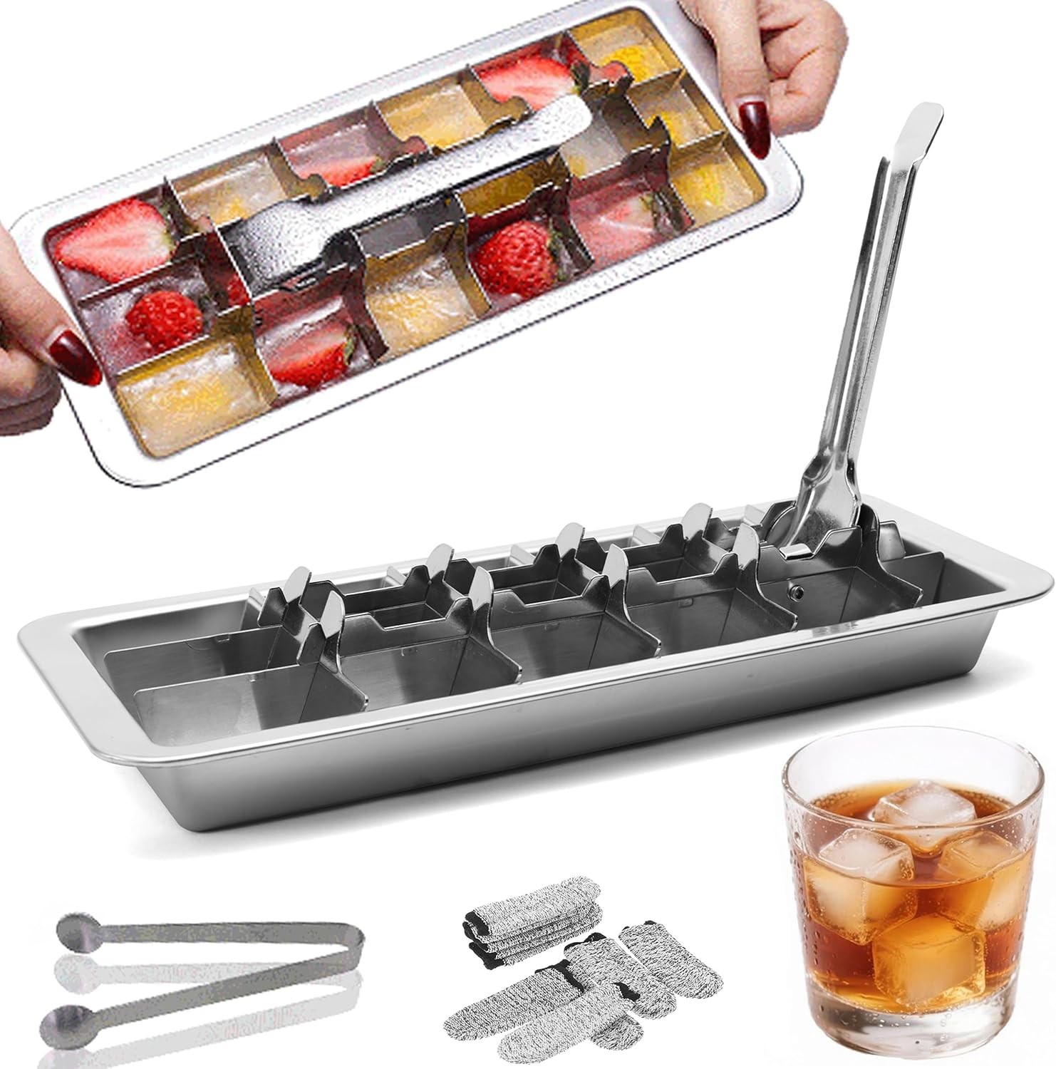 Stainl Steel Ice Cube Trays, Metal Ice Cube Trays for Freezer Vinta
