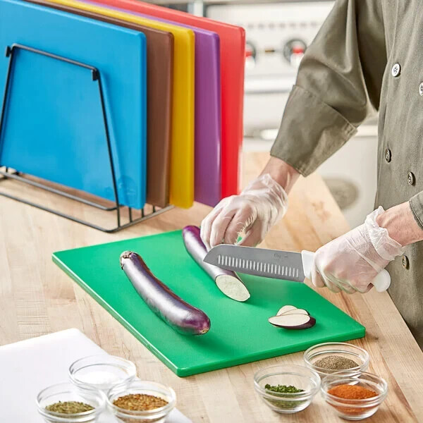6-Slot Black Wire Cutting Board Storage Rack with Hooks